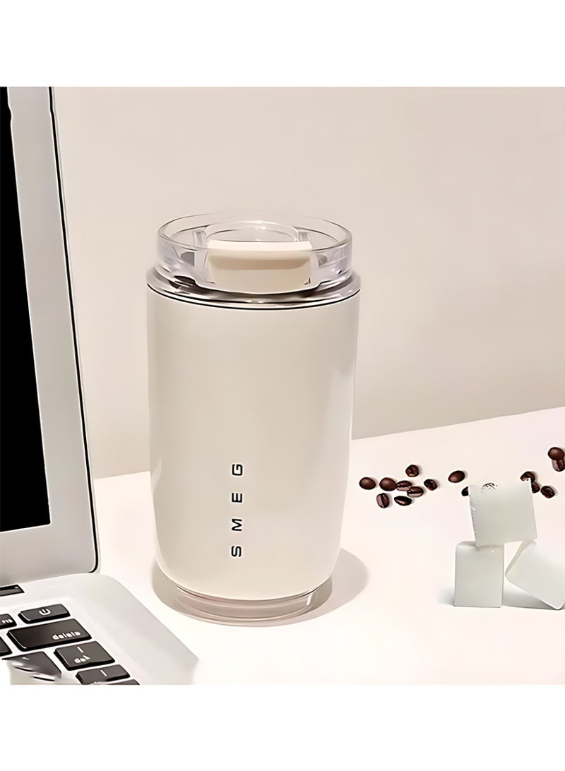 Smeg Travel Coffee Mug, Insulated Beverage Cup with Leakproof Lid, Long-Lasting Coffee Tumbler with Lid, Travel Coffee Thermos (White) - Image 3